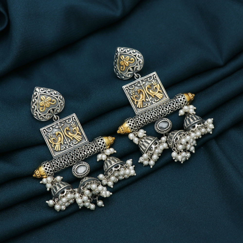 Silver Dual Tone Traditional Earring